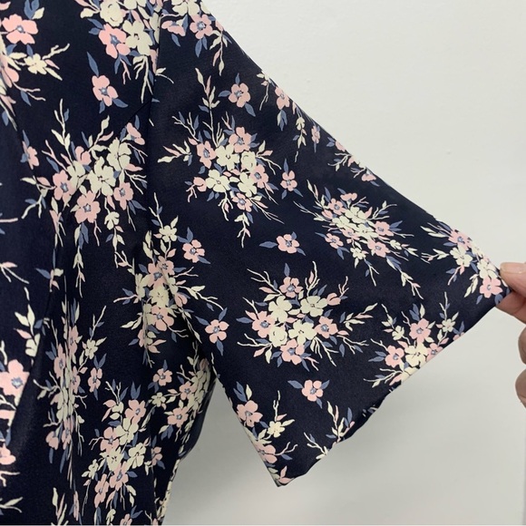 Leslie Fay Midi Dress 8P Blue Floral  Pearl Button Front Cottagecore Office - Picture 4 of 9